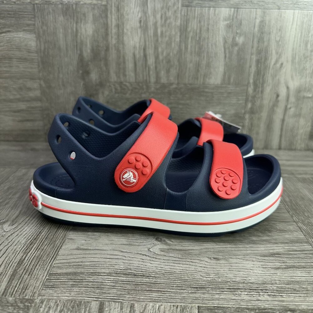 CROCS Kids Navy Blue and Red Dual-Strap Sandals